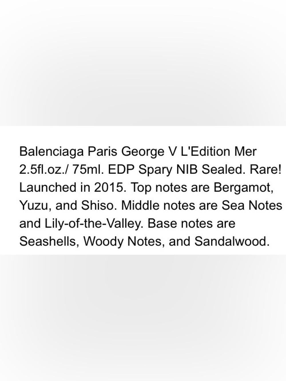 BALENCIAGA PARIS GEORGE V
L'EDITION MER 2.5fl.oz./ 75ml. EDP RARE - Picture 8 of 8